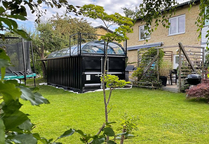 Piscina de contêineres 6,11 x 2,5m prontos para uso com telhado, pacote premium