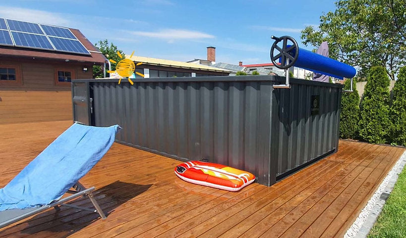 Container de piscina 6,2mx 2,5m pronto para uso, pacote de conforto