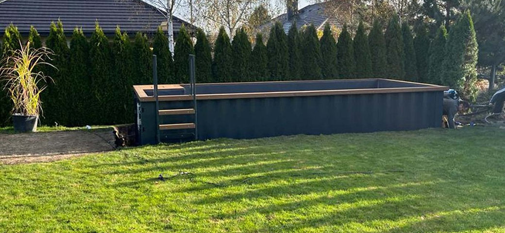 Container de piscina 6,2mx 2,5m pronto para uso, pacote de conforto
