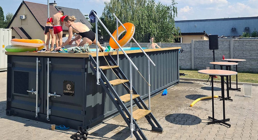 Container de piscina 6,2mx 2,5m pronto para uso, pacote de conforto