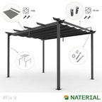 Pérgola de alumínio NATERIAL OMEGA CINZA ESCURO 2,85X4M